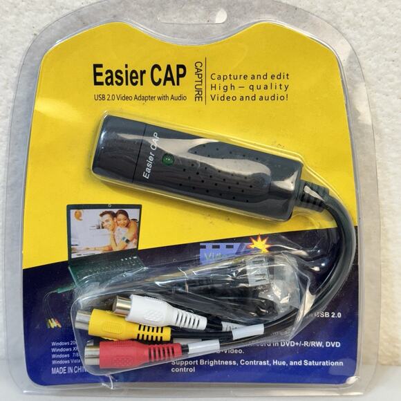Easier CAP USB 2.0 Video Adapter With Audio Capture Card Windows 2000 XP 7/8/10 - Picture 1 of 4